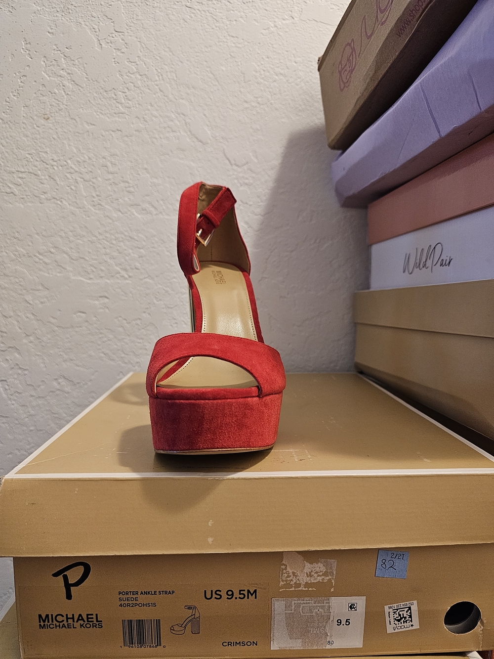 Michael Kors Crimson Suede Platform Ankle Strap Sandals - Women
